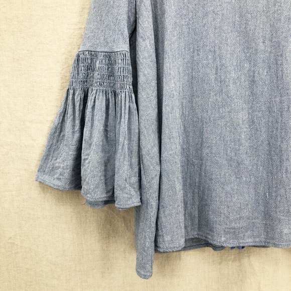 FREE PEOPLE Blue Chambray Mini Dress Romper - Picture 3 of 7